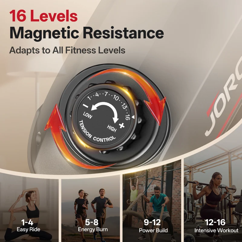 JOROTO JH30PRO Smart Liege-Heimtrainer Hintergrundbeleuchtetes LCD 16-stufiger Magnetwiderstand