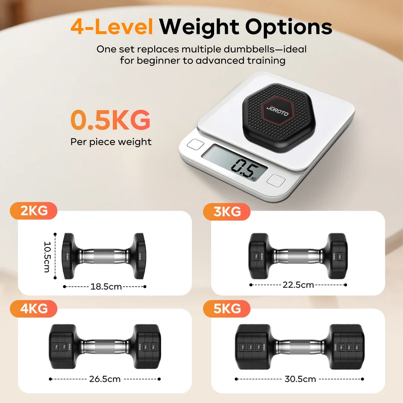 JOROTO KT10 Smart 2–5 kg verstellbares Kurzhantel-Set