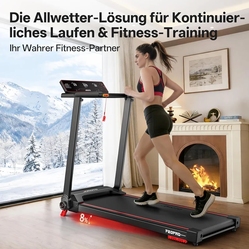 JOROTO F20PRO Klapp-Laufband – 2,5-PS-Leisemotor mit 8 % Steigung, 1–12 km/h & LED-Display