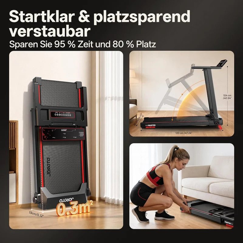JOROTO F20PRO Klapp-Laufband – 2,5-PS-Leisemotor mit 8 % Steigung, 1–12 km/h & LED-Display