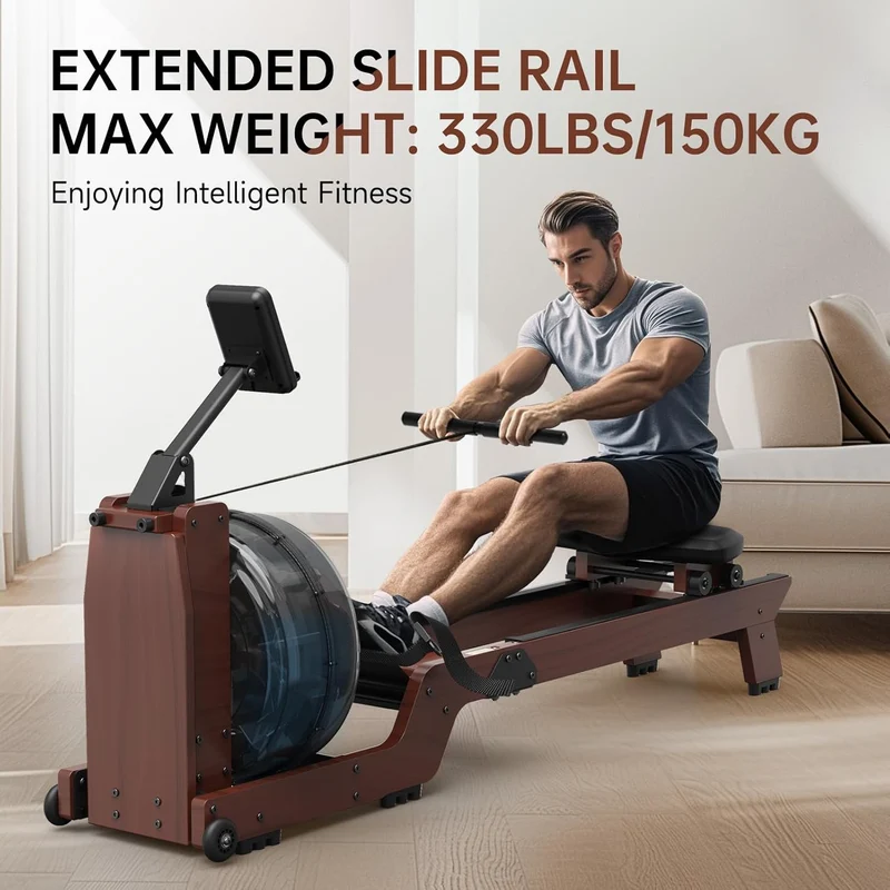 JOROTO MR390 Water Rower – 22L-Vertikaltank & Rudergerät aus massiver Eiche für zu Hause