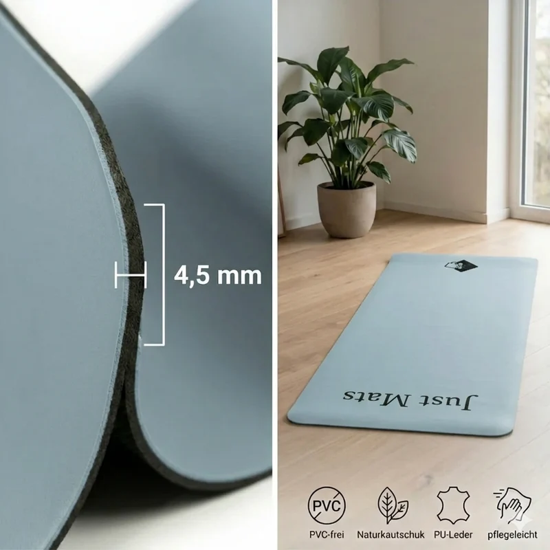 Yogamatte - PUREFLOW PRO | Naturkautschuk & PU-Leder | 4,5 mm