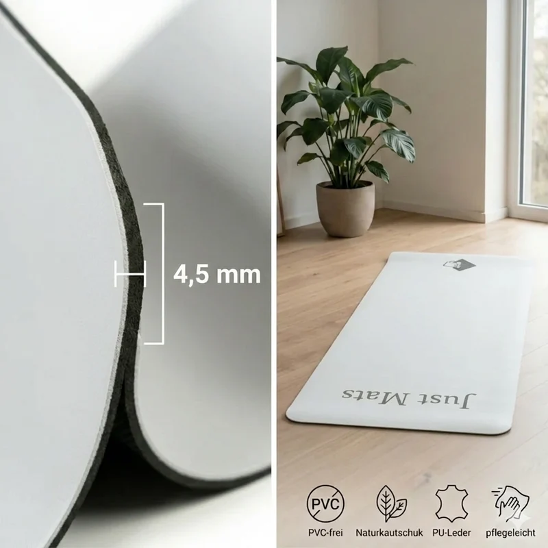 Yogamatte - PUREFLOW PRO | Naturkautschuk & PU-Leder | 4,5 mm