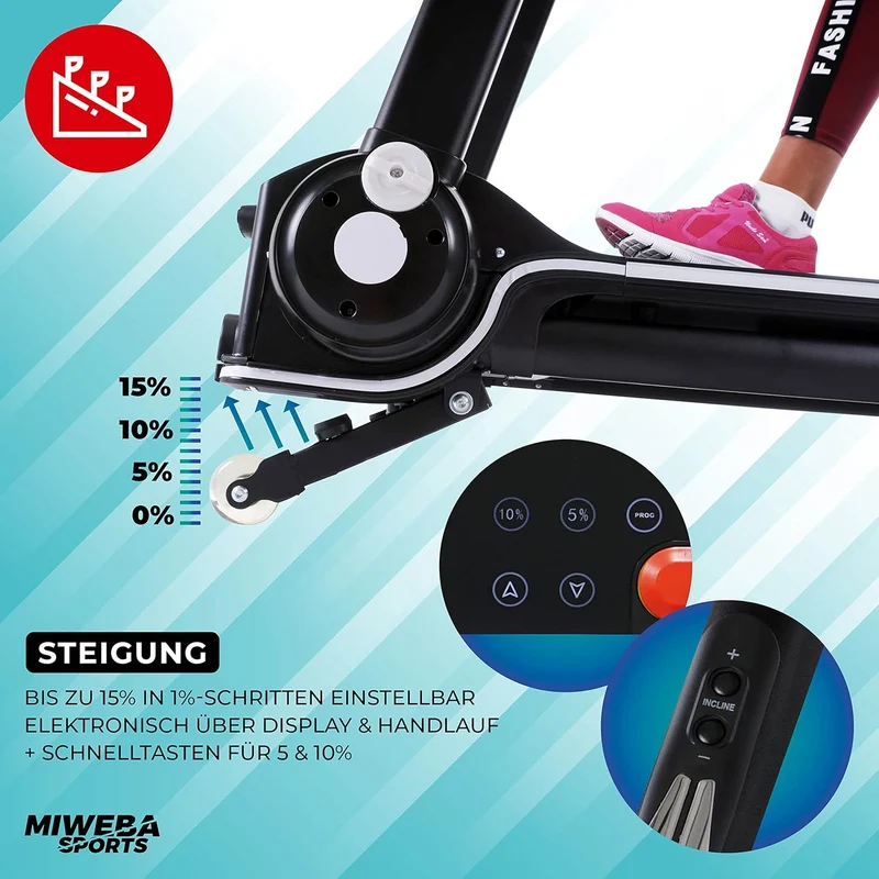 Miweba Sports HT3000 Laufband: 3.5 PS, 10 mph, 15% Steigung, App