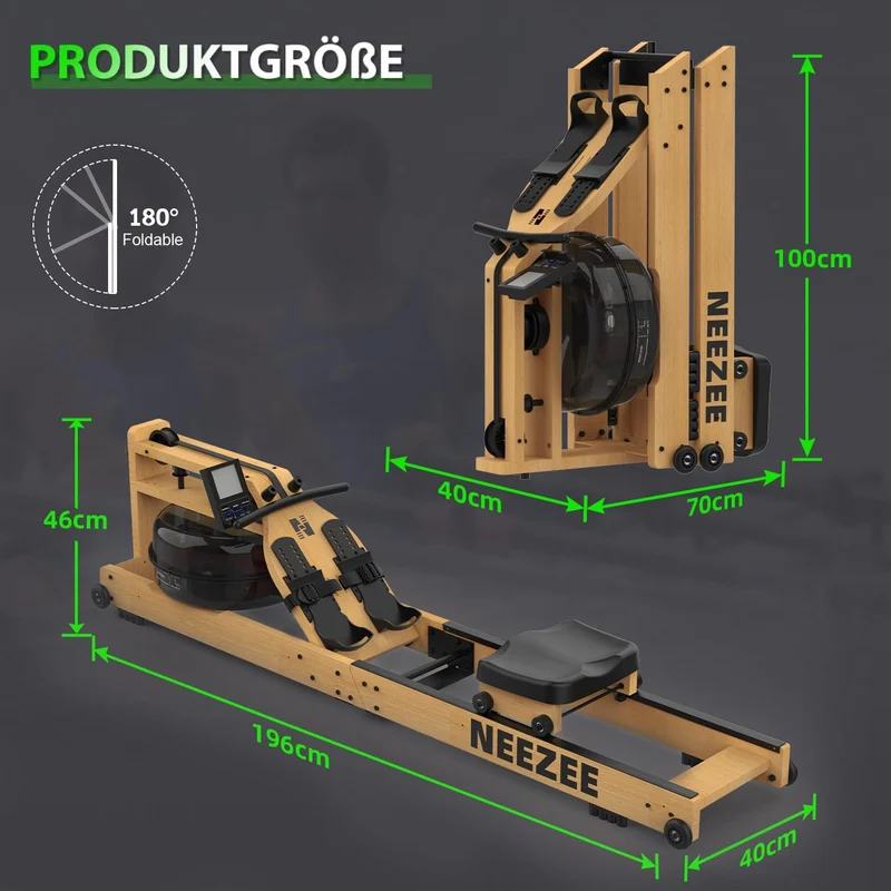 Neezee Water Rowing Machine | Solid Wood, Foldable, Bluetooth Display