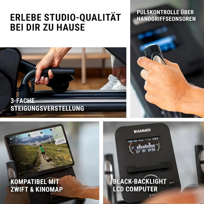 Hammer SpeedMotion II: Crosstrainer mit Steigung, 24 Programmen & 18 kg Schwungmasse