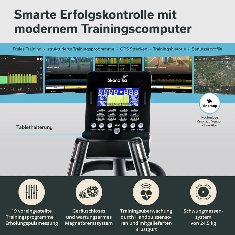 Skandika CardioCross Carbon Champ Elliptical Trainer | Bluetooth & Kinomap