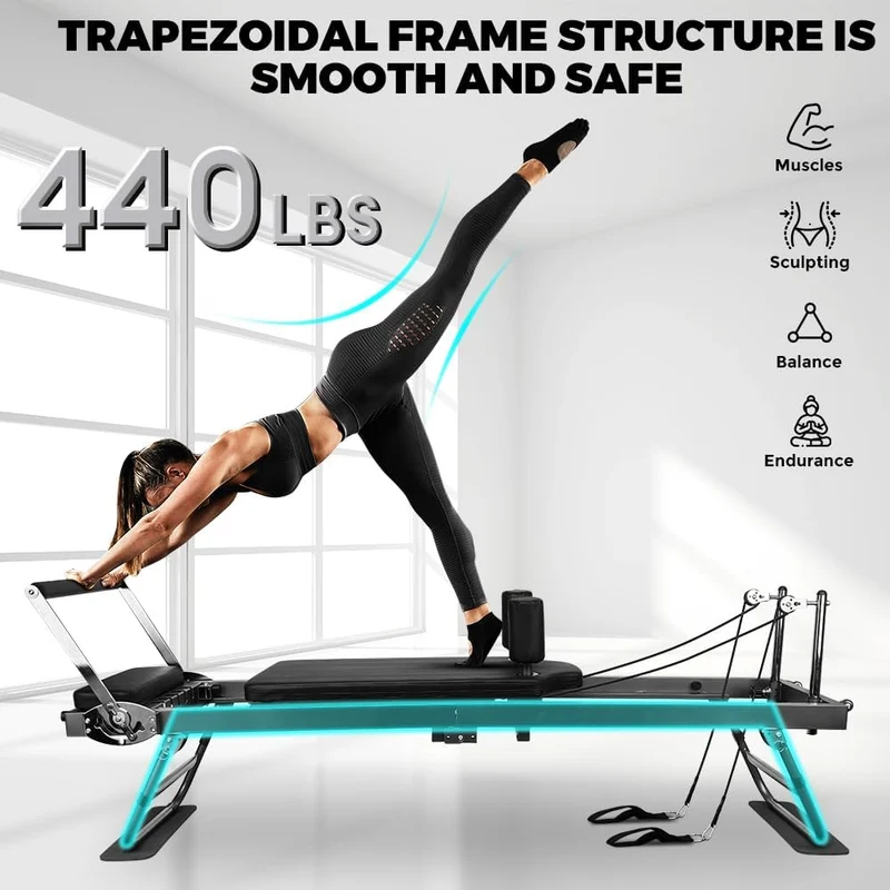 ONETWOFIT Pilates Reformer: Faltbar, für Core, Yoga & Krafttraining