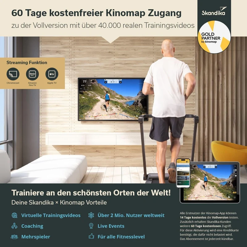 Skandika Nordik Laufband für Zuhause & Büro | Walking Pad mit Steigung