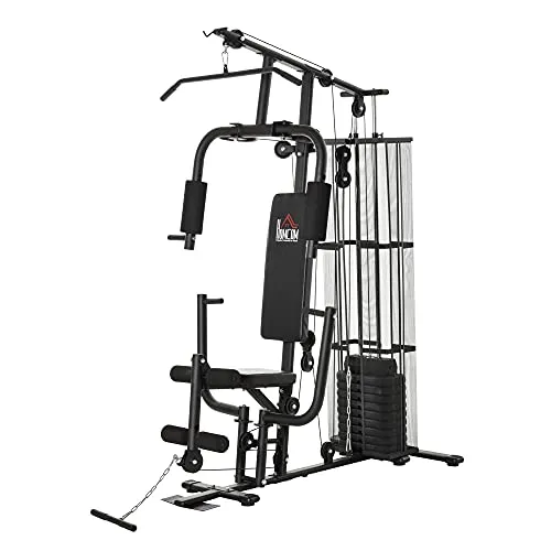 HOMCOM Kraftstation: Multifunktional mit Latzug, Butterfly und 45 kg Gewichten