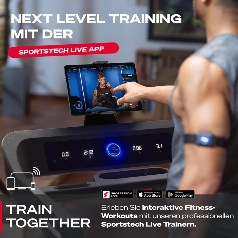 Sportstech sTread Pro/Lite: Klappbares Laufband mit 20 km/h, 17 % Steigung und 7 PS Motor