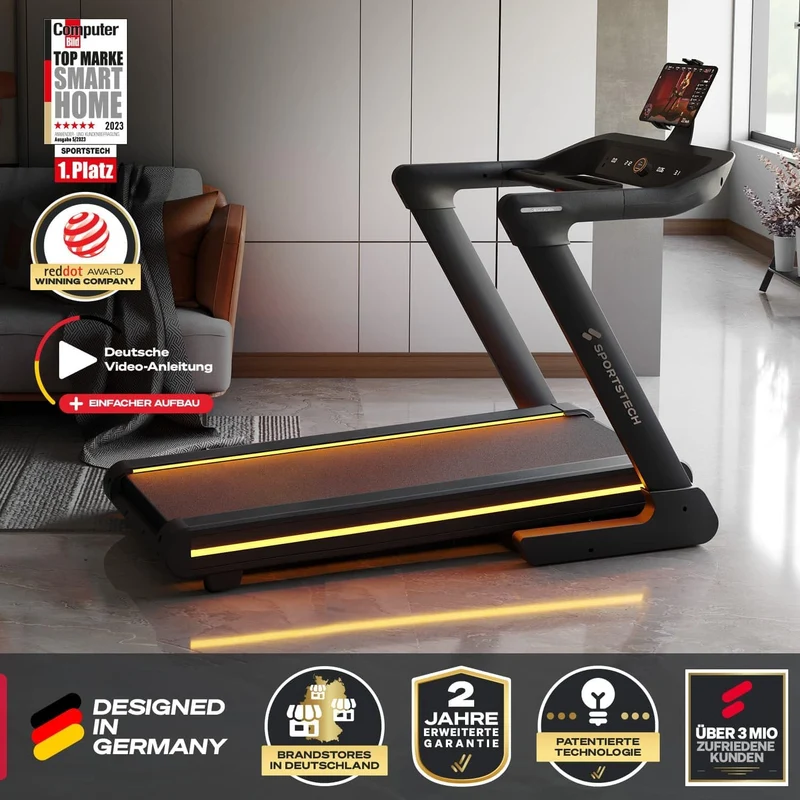 Sportstech sTread Pro/Lite: Klappbares Laufband, 20 km/h, 17 % Steigung