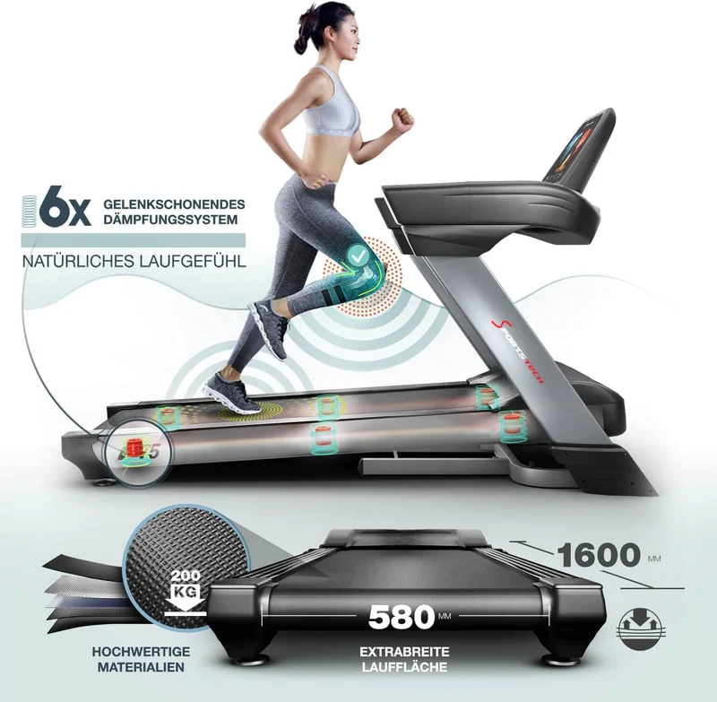 Sportstech F75: Profi-Laufband, klappbar, 7 PS, Android, Made in Germany
