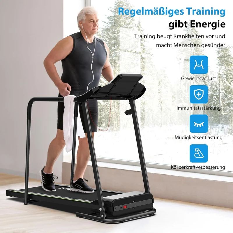 CIIHI Senioren Laufband: Heimtrainer mit extra langen Handläufen für Senioren