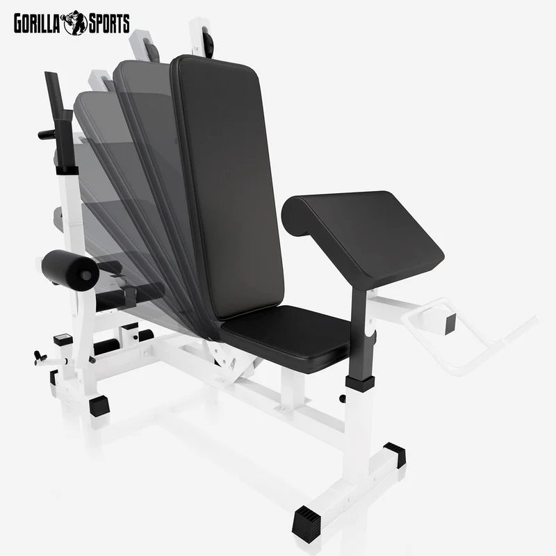 Gorilla Sports Hantelbank mit Gewichten, 170 cm Stange und Hantelset