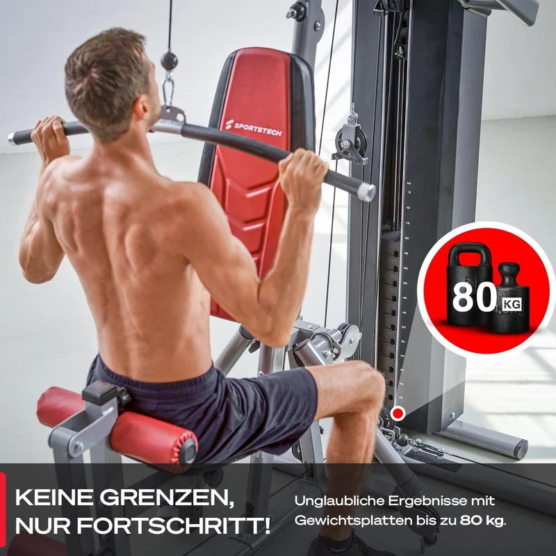 Sportstech HGX300: Multifunktions-Kraftstation mit Beinpresse, Stepper & Powertower