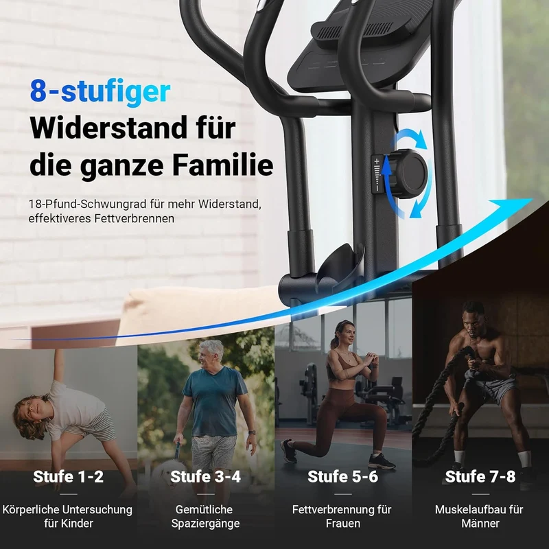 MERACH Heimtrainer Crosstrainer: Leise, Magnetisch, App, 8 Stufen, 160KG Kapazität