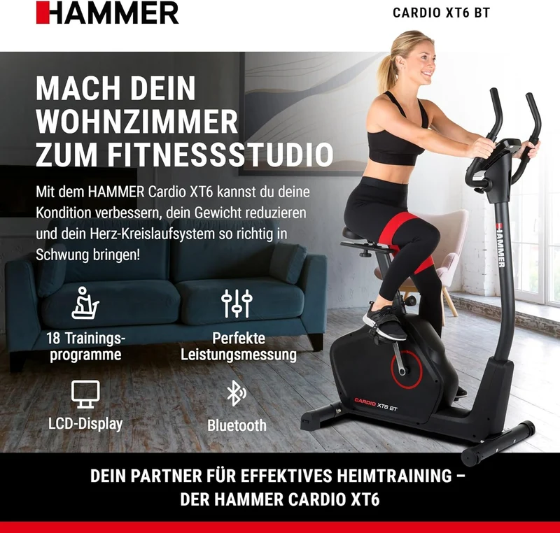 Hammer Cardio XT6/XT7 Ergometer Heimtrainer Fahrrad mit Bluetooth & App