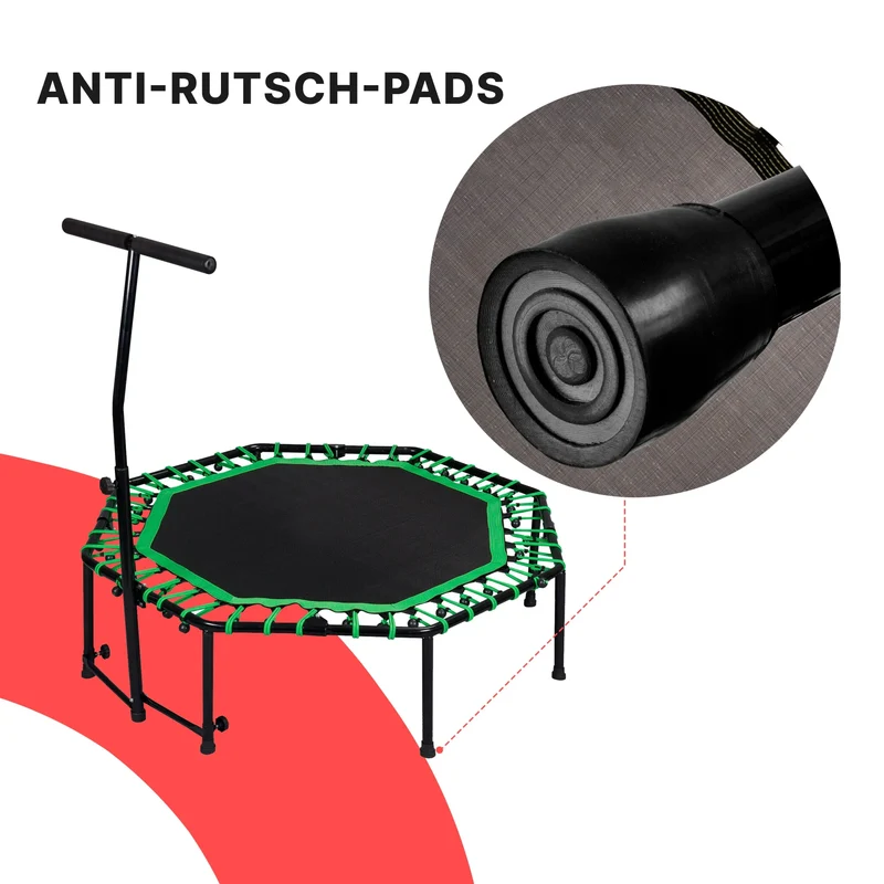 Deluxe Fitness Trampolin mit Griff, 3-stufig höhenverstellbar, Schaumstoff ummantelt