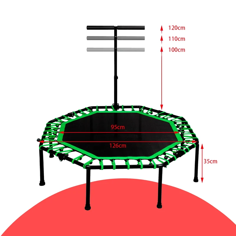 Deluxe Fitness Trampolin mit Griff, 3-stufig höhenverstellbar, Schaumstoff ummantelt