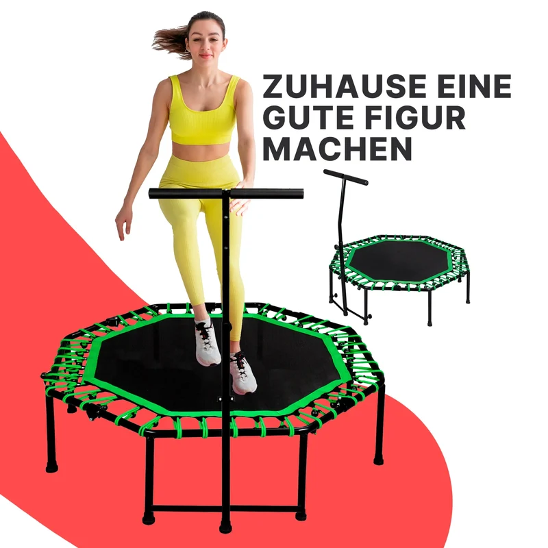 Deluxe Fitness Trampolin mit Griff, 3-stufig höhenverstellbar, Schaumstoff ummantelt
