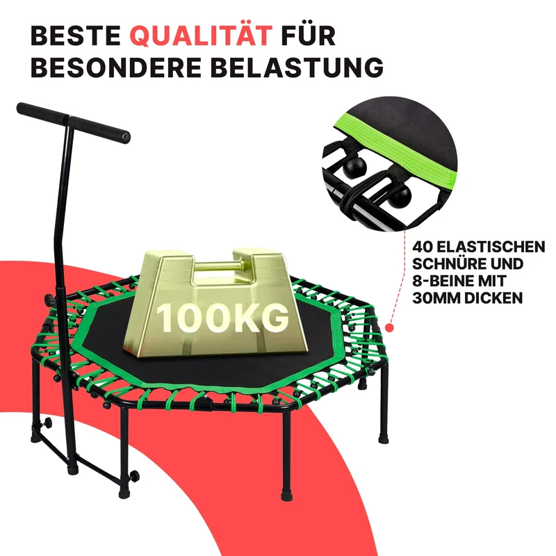Deluxe Fitness Trampolin mit Griff, 3-stufig höhenverstellbar, Schaumstoff ummantelt