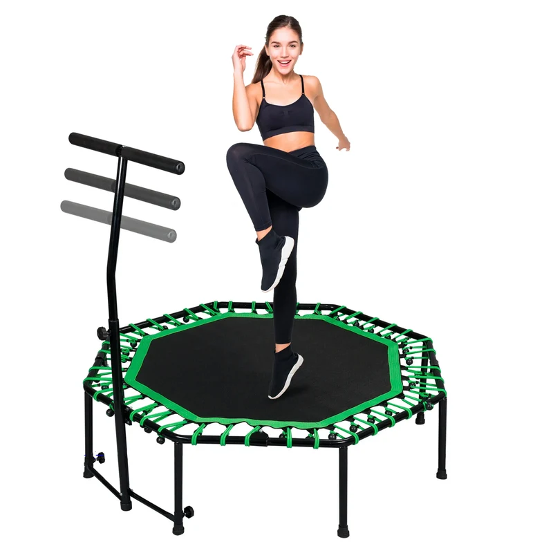 Deluxe Fitness Trampolin mit Griff, 3-stufig höhenverstellbar, Schaumstoff ummantelt