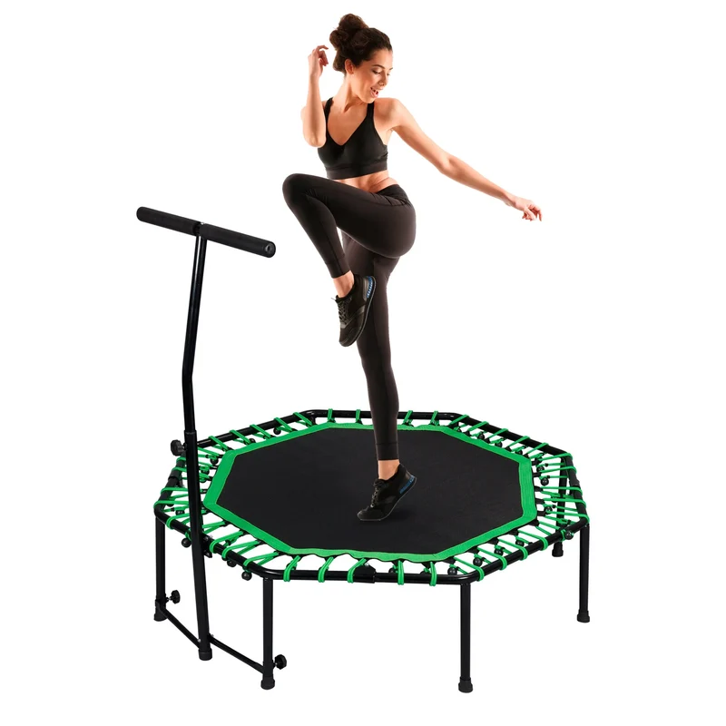 Deluxe Fitness Trampolin mit Griff, 3-stufig höhenverstellbar, Schaumstoff ummantelt