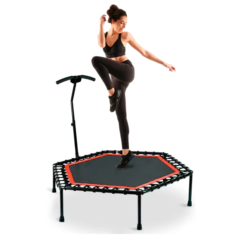 Deluxe Fitness Trampolin mit Griff, 3-stufig höhenverstellbar, Schaumstoff ummantelt