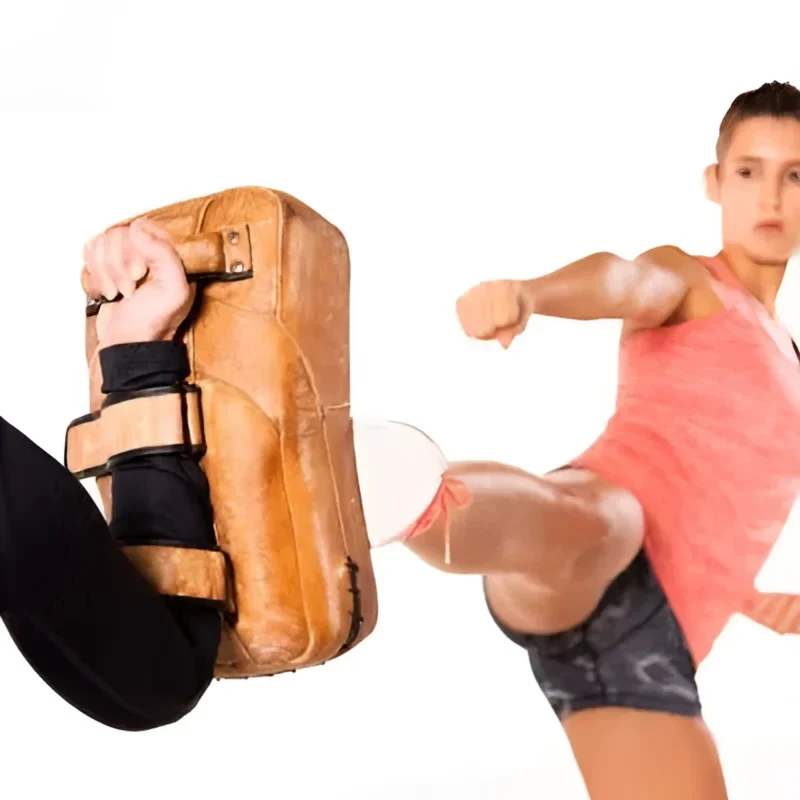 Thai Pad, Vintage Optik 1 Stk. aus Leder, Haltegriff mit zusätzlichen Klettverschlussschlaufen, für Box- & MMA Training, Sparring