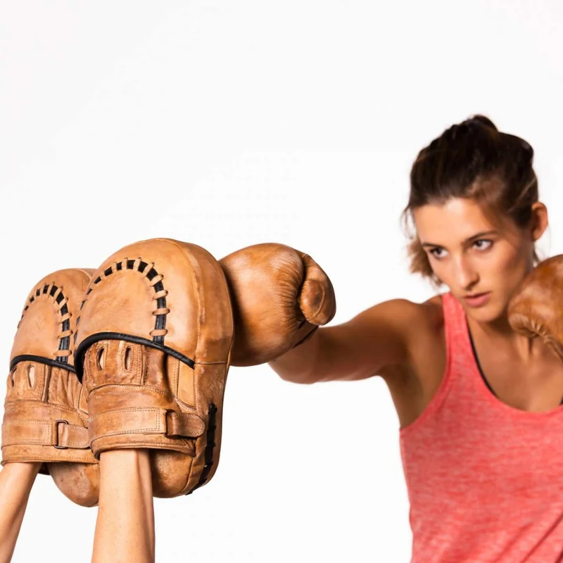 Handpratzen Vintage Optik, 2 Stk. aus Leder, für Box- & MMA Training, Sparring