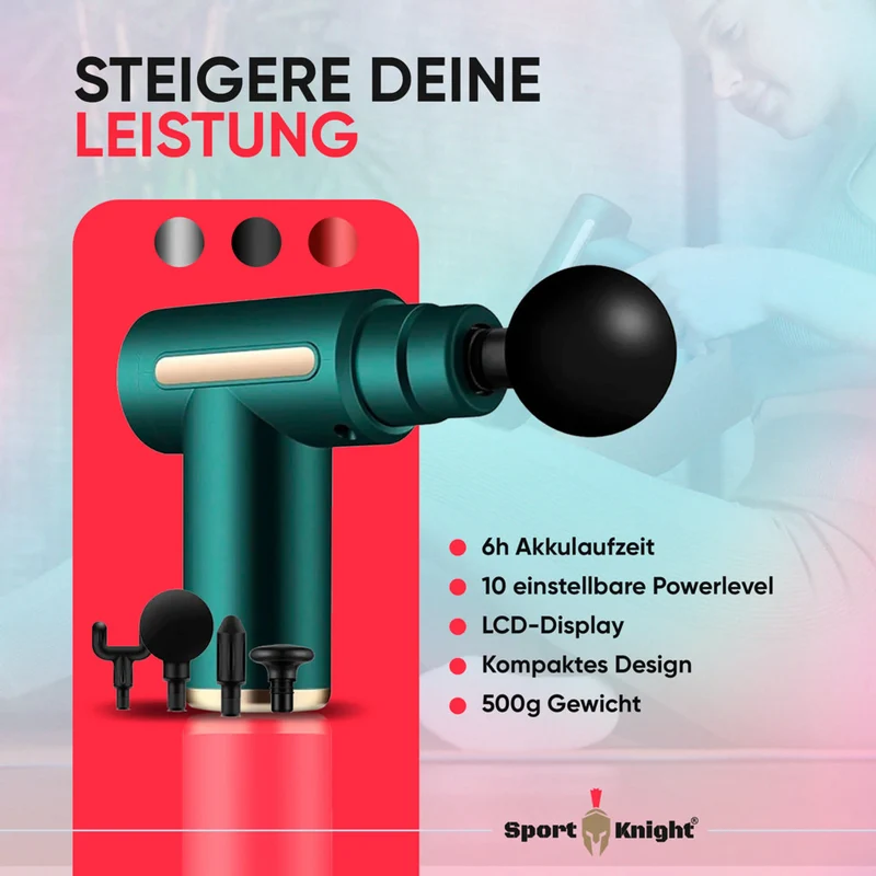 Mini Massagepistole, Besser & Stärker, LCD Anzeige , Gegen Muskelkater, Muskelverspannungen und Cellulite, mit 4 Aufsätzen