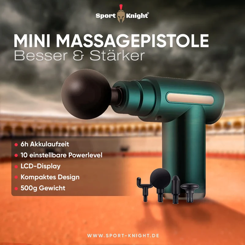 Mini Massagepistole, Besser & Stärker, LCD Anzeige , Gegen Muskelkater, Muskelverspannungen und Cellulite, mit 4 Aufsätzen
