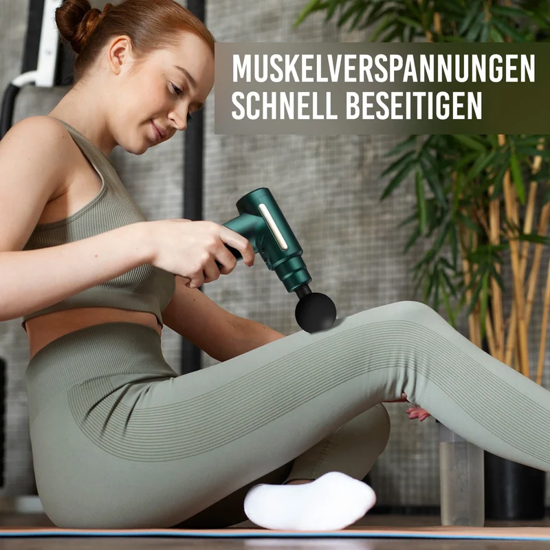 Mini Massagepistole, Besser & Stärker, LCD Anzeige , Gegen Muskelkater, Muskelverspannungen und Cellulite, mit 4 Aufsätzen