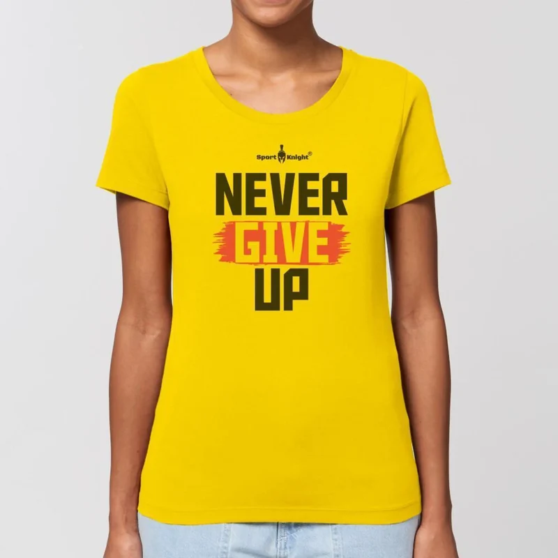 Sport-Knight® Damen Fitness T-Shirt "Never Give Up" Organisch Premium
