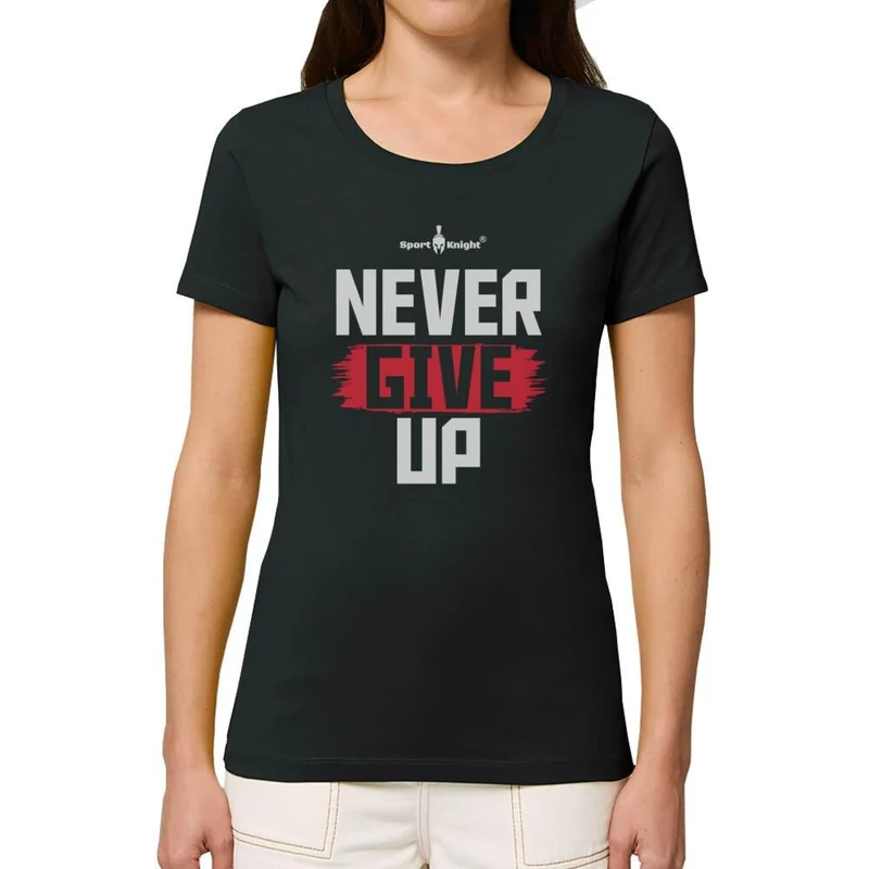 Sport-Knight® Damen Fitness T-Shirt "Never Give Up" Organisch Premium