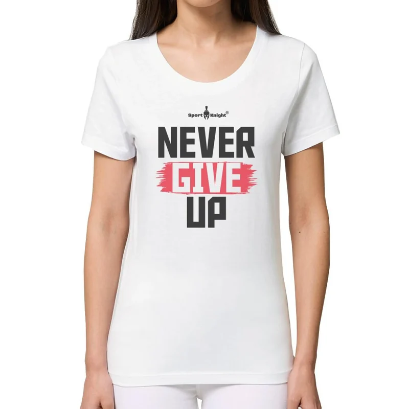 Sport-Knight® Damen Fitness T-Shirt "Never Give Up" Organisch Premium