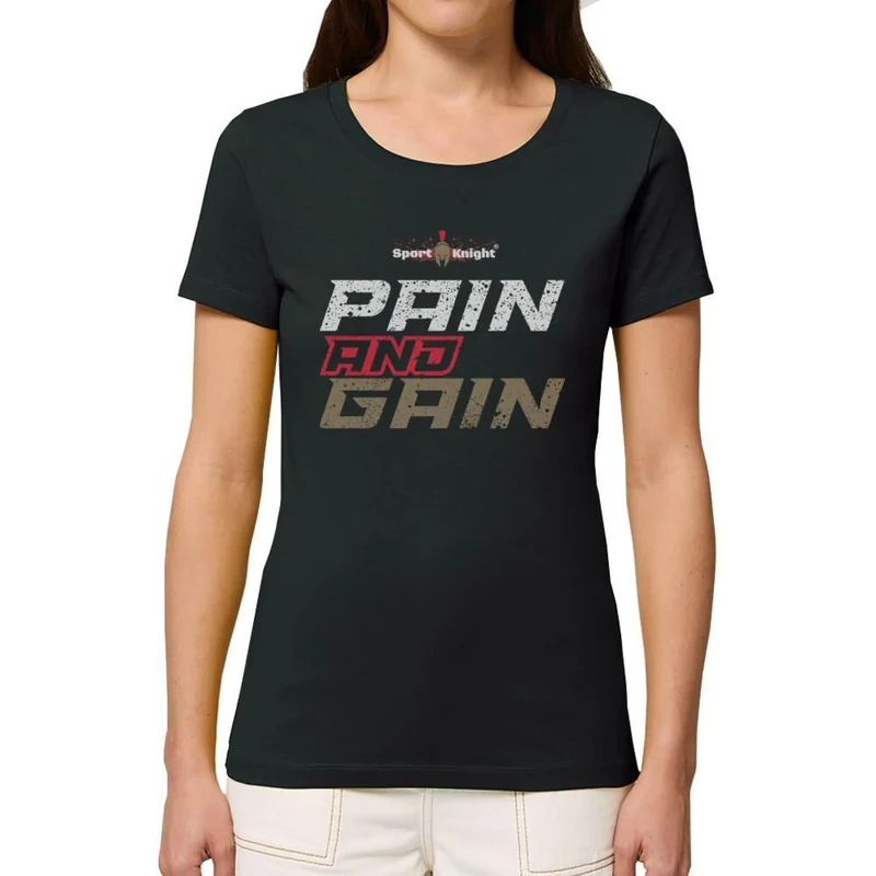 Sport-Knight® Damen Fitness T-Shirt "Pain and Gain" Organisch Premium