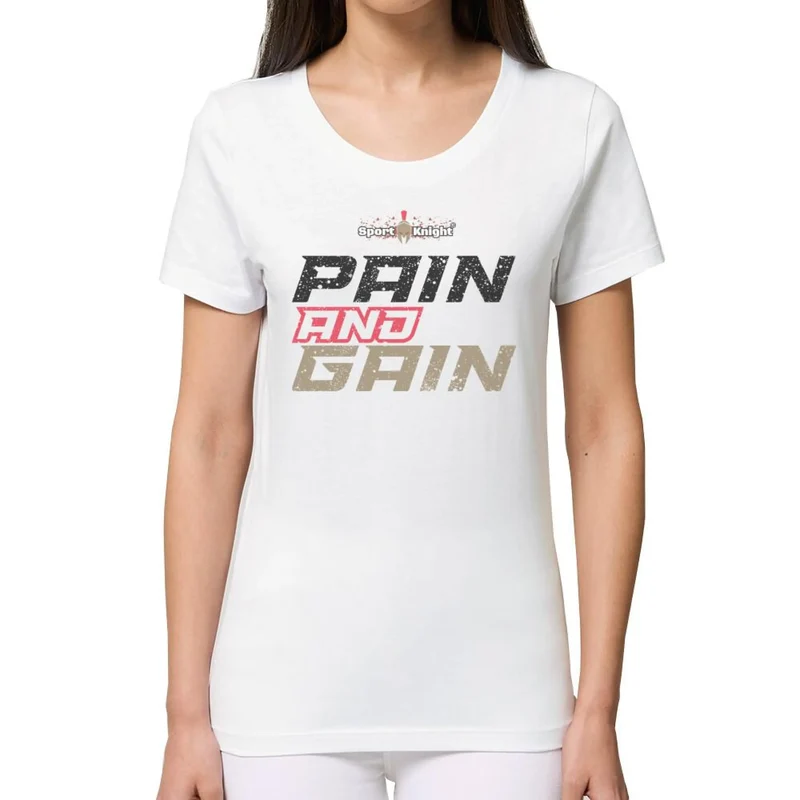 Sport-Knight® Damen Fitness T-Shirt "Pain and Gain" Organisch Premium