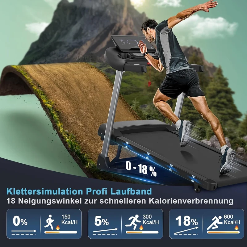 Kitopa Laufband: Hochgeschwindig, 7 PS, große Lauffläche, klappbar