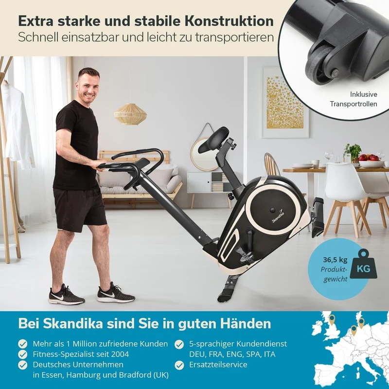 Skandika Morpheus: Ergometer mit App‑Steuerung, Pulsgurt und Tablethalter