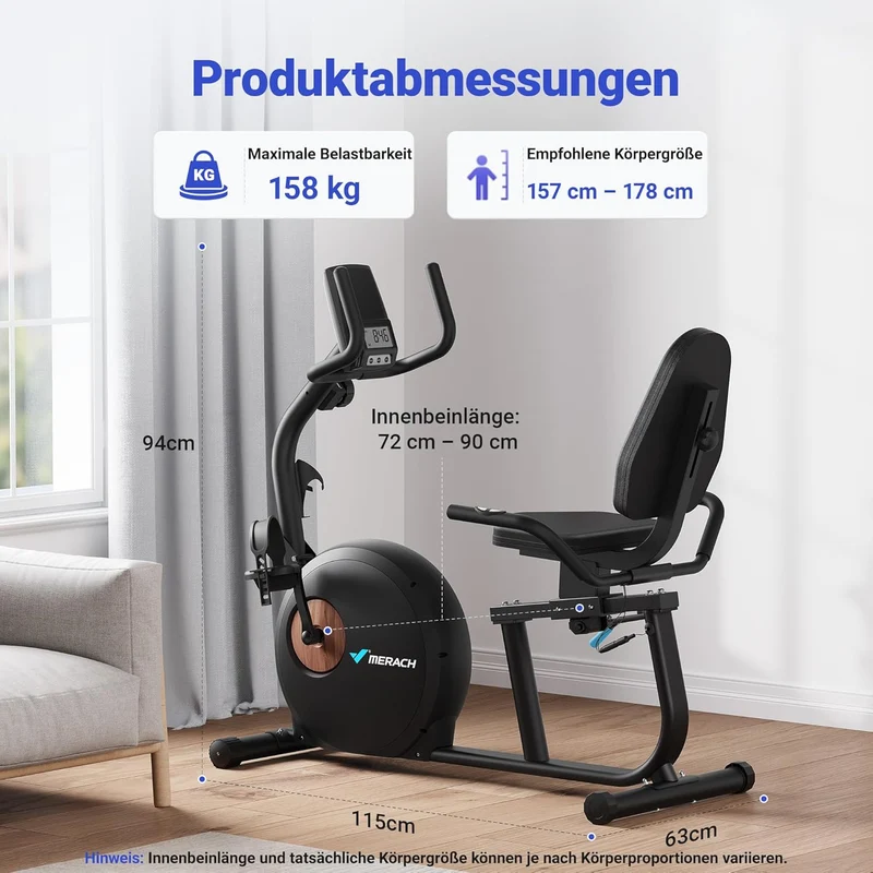 MERACH Liegeergometer: Heimtrainer mit Bluetooth und verstellbarer Rückenlehne