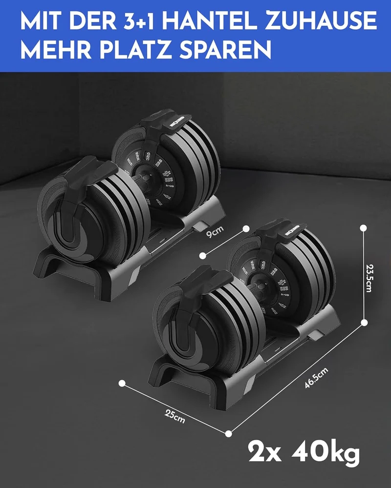 NEOLYMP Verstellbare Kurzhantel 2–40 kg mit Schnellverstellung, Einzelstück