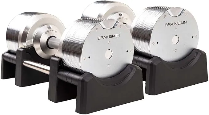 BRAINGAIN Verstellbare Hanteln: Chrom/Schwarz fürs Heimtraining