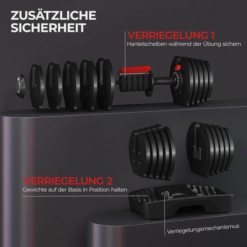 Yaheetech Verstellbare Hantel: 12/16‑in‑1 Schnellverstellung fürs Home‑Gym