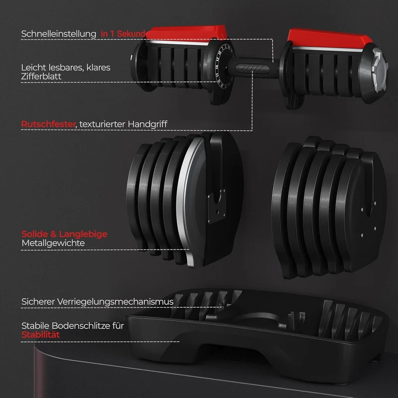 Yaheetech Verstellbare Hantel: 12/16‑in‑1 Schnellverstellung fürs Home‑Gym